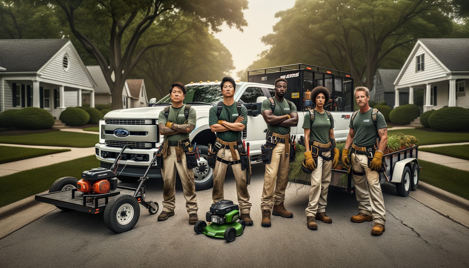 Flower Power Landscape team members at work on a Fort Wayne property