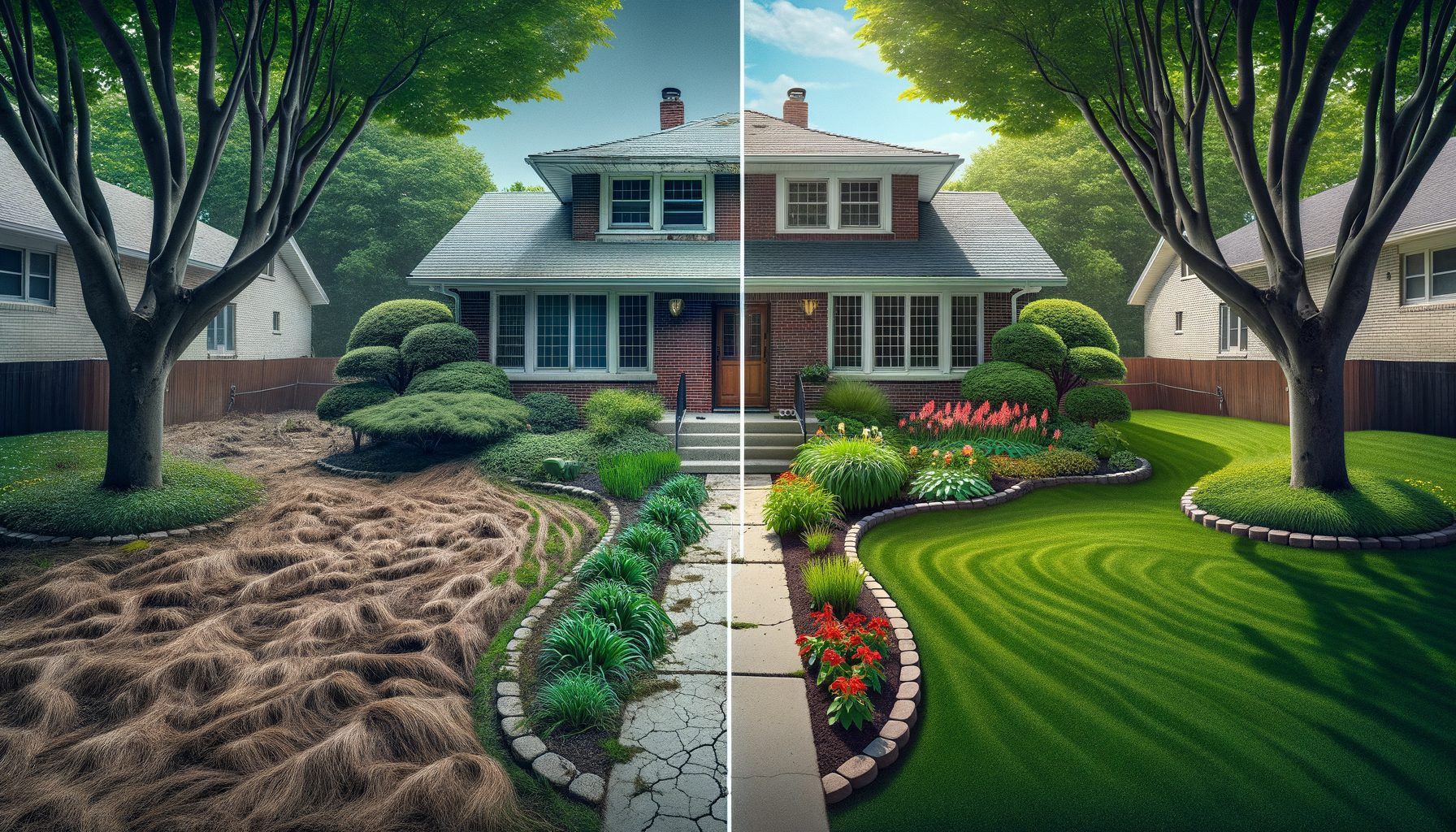 Flower bed installation with colorful perennials and defined borders